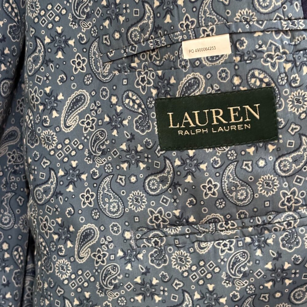 Lauren Ralph Lauren Blazer Mens Navy 100% Linen 48 Long - Picture 11 of 15